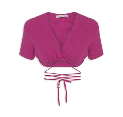 Blusa Cropped Tricot Amarração - Rosa