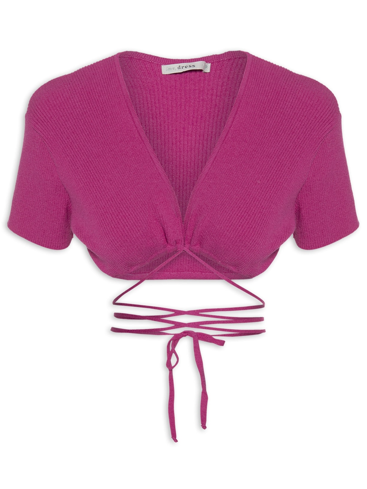 Blusa Cropped Tricot Amarração - Rosa