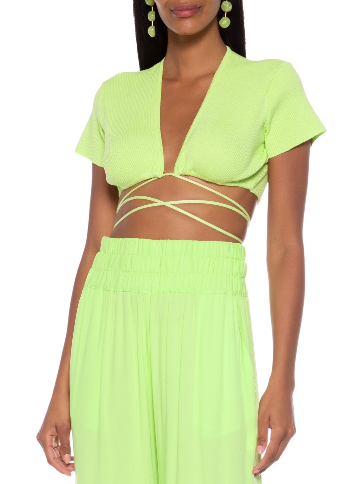 Blusa Cropped Tricot Amarração Verde Dress To