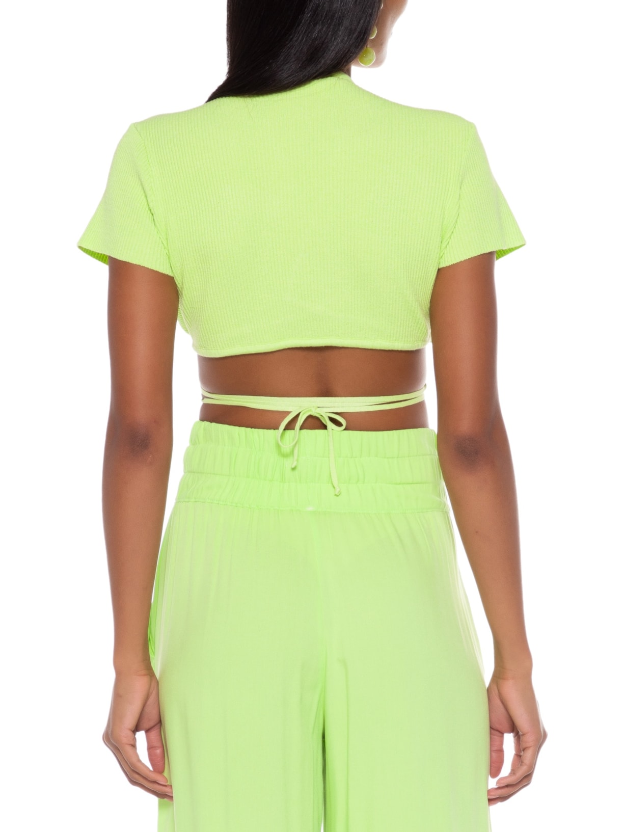 Blusa Cropped Tricot Amarração Verde Dress To