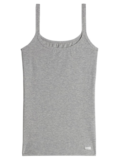 Blusa De Alcas Finas Em Algodao Natural - Cinza