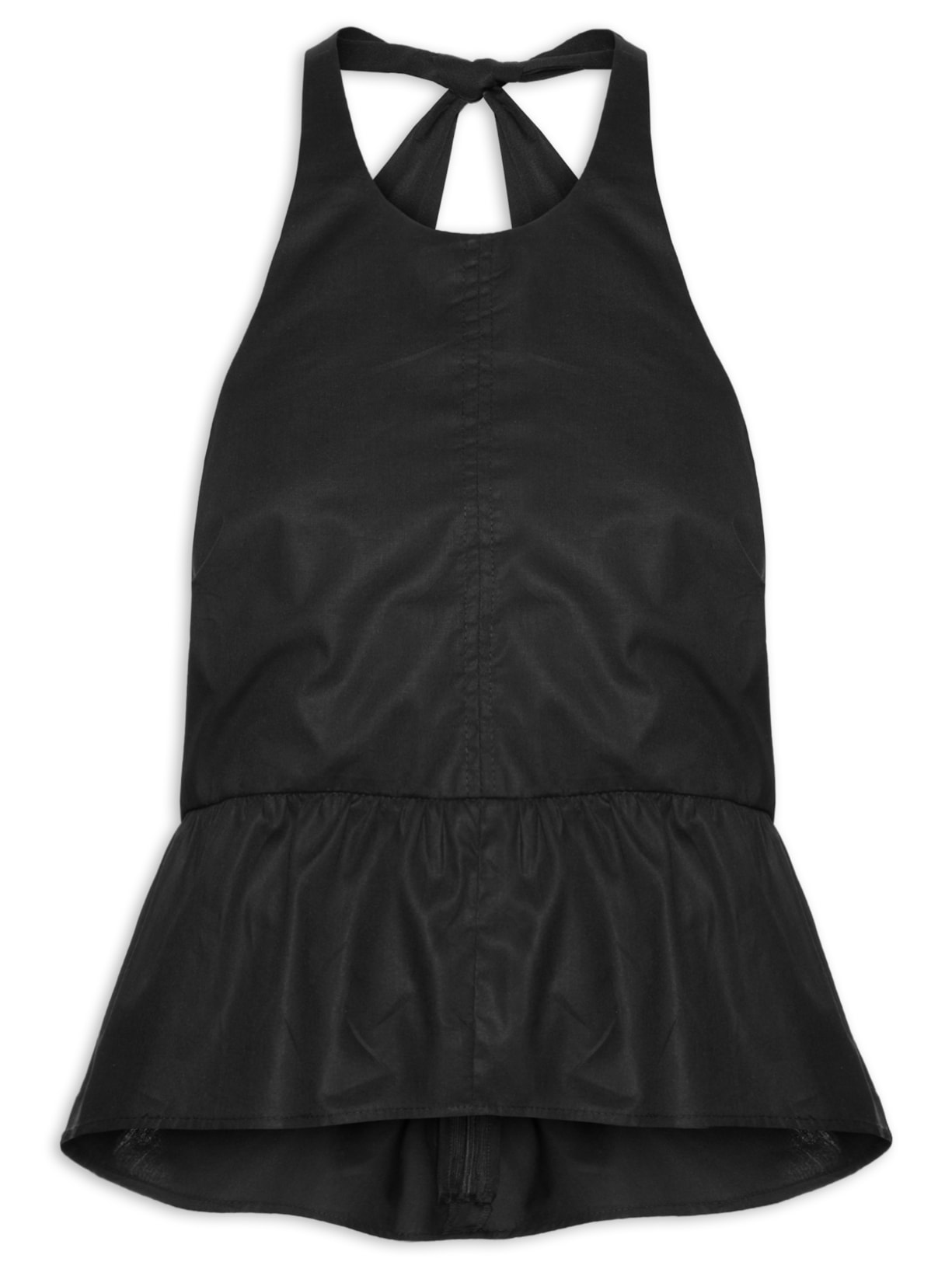Blusa De Algodão Peplum Frente Única Preta Preto Animale