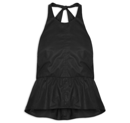 Blusa De Algodão Peplum Frente Única Preta - Preto