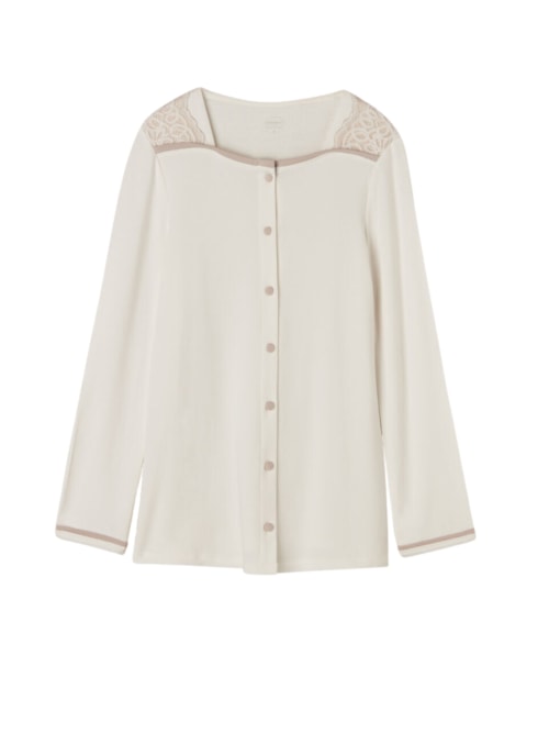 Blusa De Botão Em Lã Romantic Bedroom - Branco