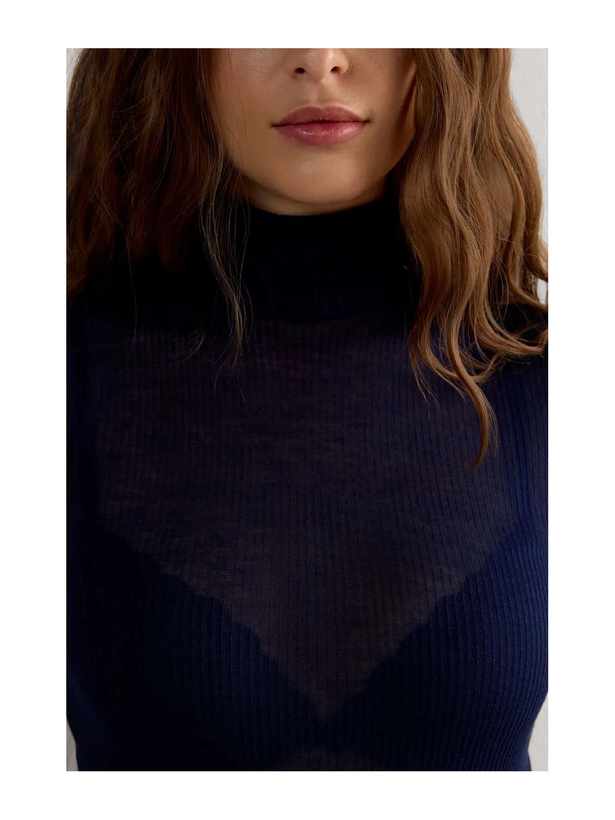 Blusa De Gola Alta Ultranatural Com Cashmere Azul Intimissimi