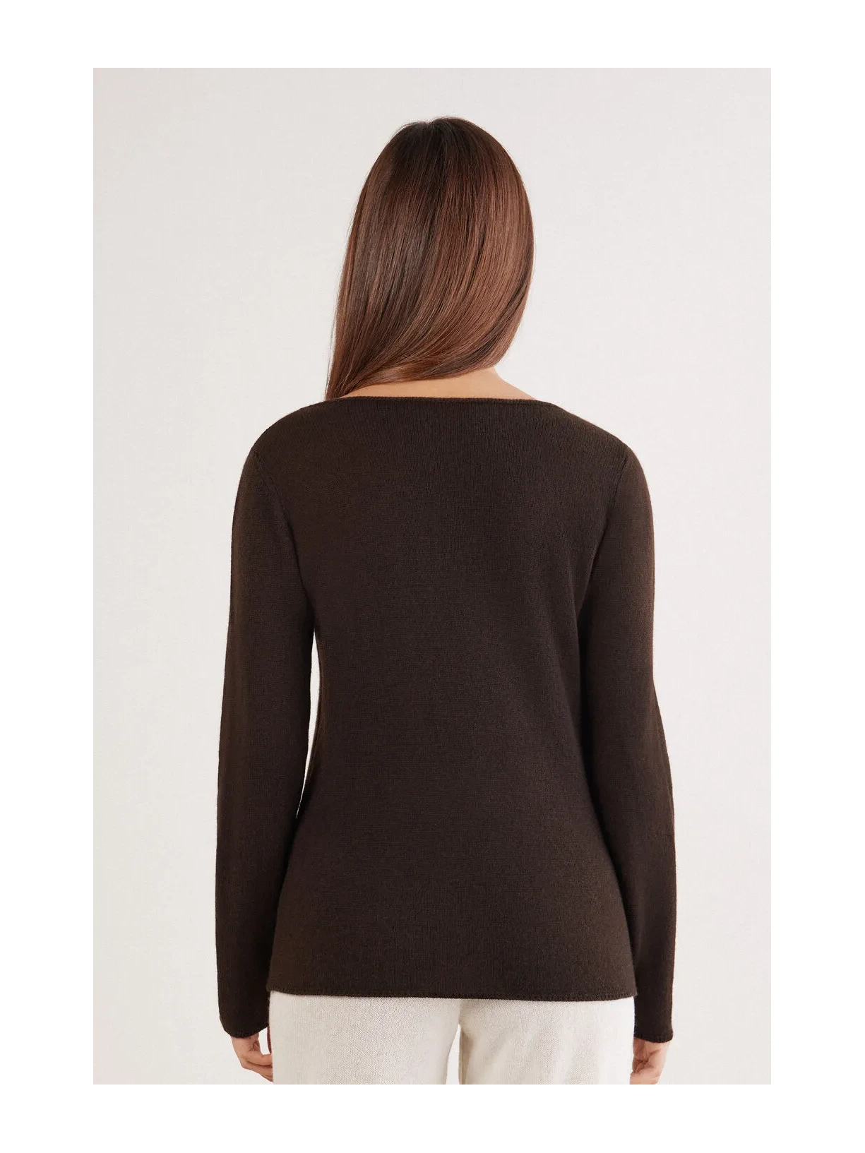 Blusa De Manga Comprida 100% Cashmere Marrom Intimissimi