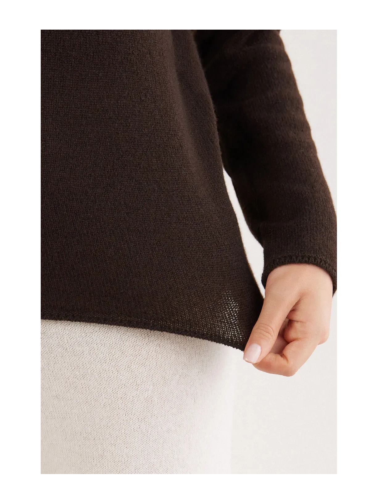 Blusa De Manga Comprida 100% Cashmere Marrom Intimissimi