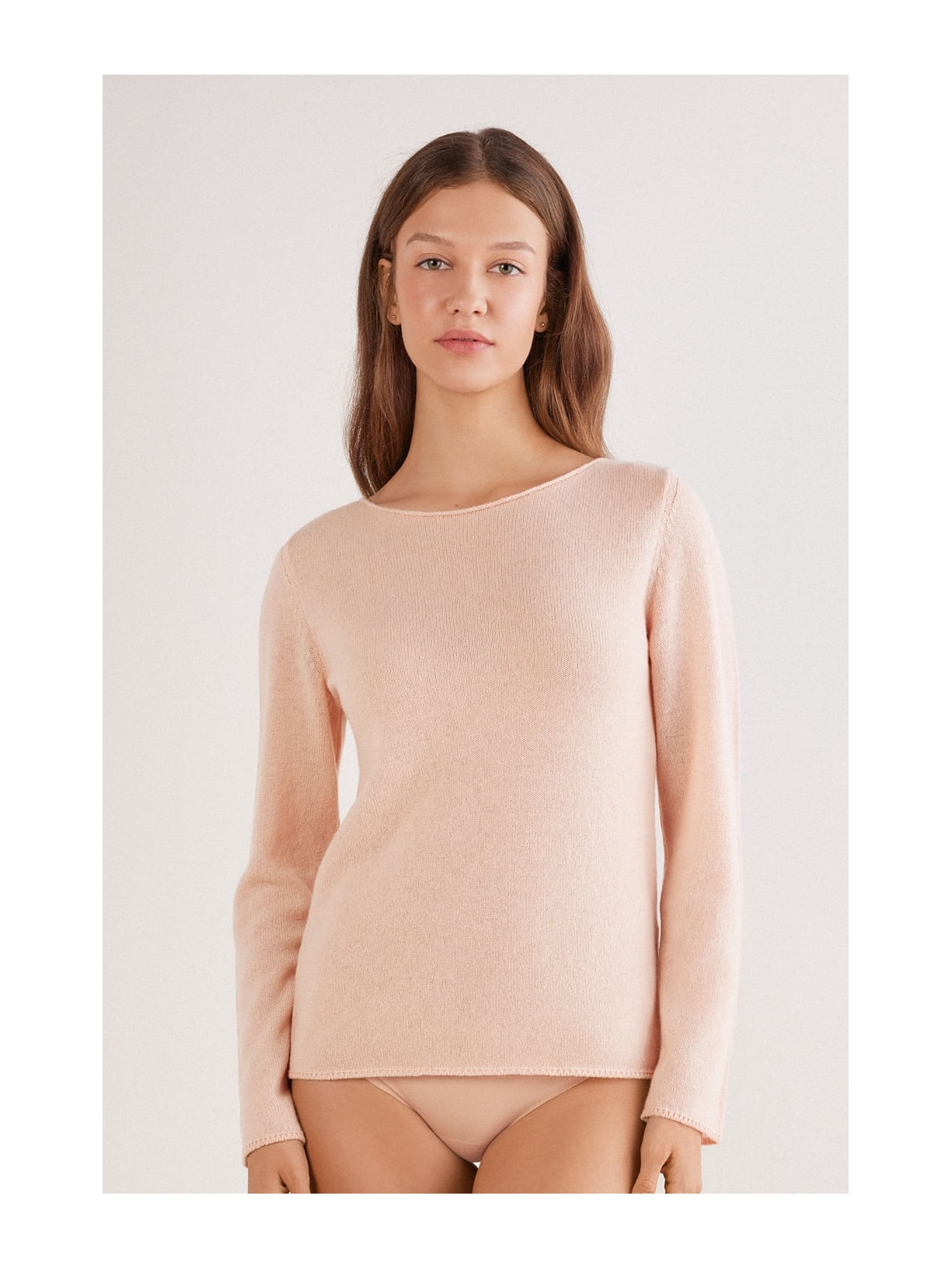 Blusa De Manga Comprida 100% Cashmere Rosa Intimissimi
