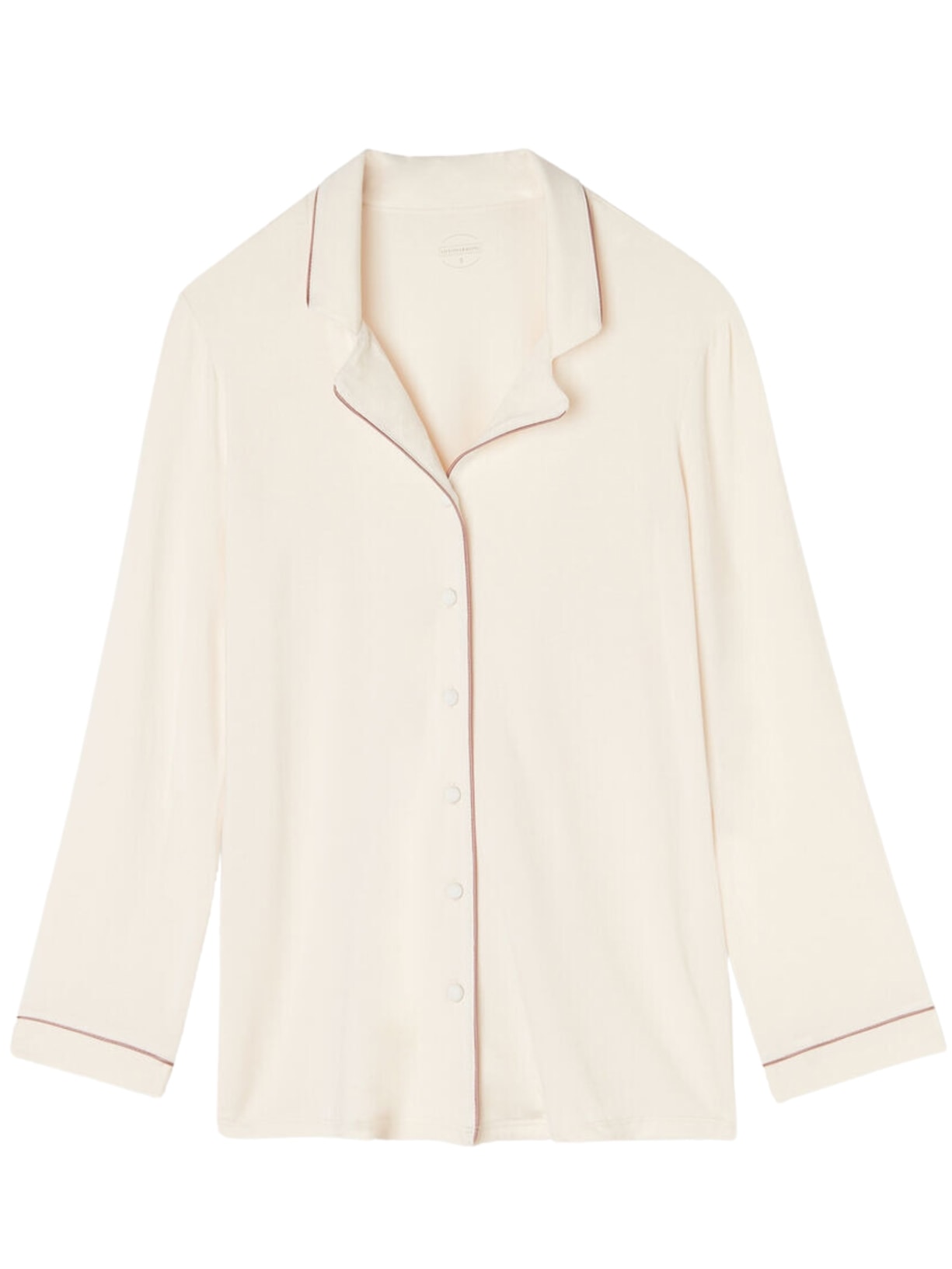 Blusa De Manga Comprida Aberta Em Micromodal - Bege