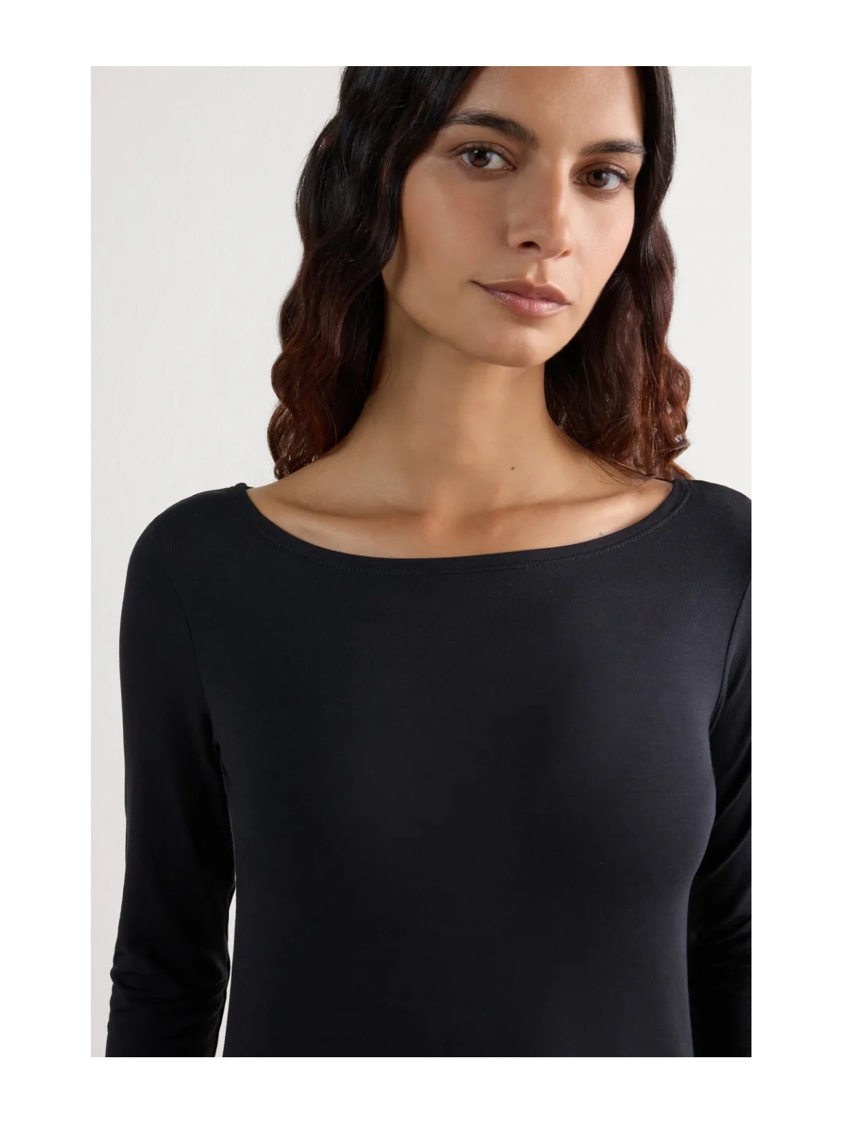 Blusa De Manga Comprida Com Decote Barco Em Micromodal Preto Intimissimi