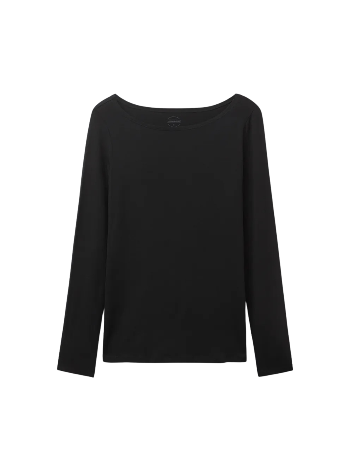 Blusa De Manga Comprida Com Decote Barco Em Micromodal - Preto