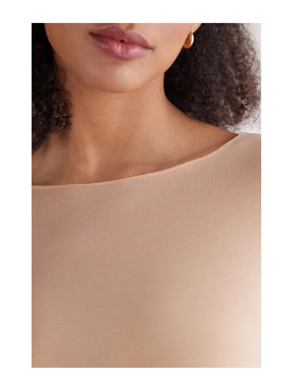 Blusa De Manga Comprida Com Decote Canoa Em Algodão Ultralight Bege Intimissimi