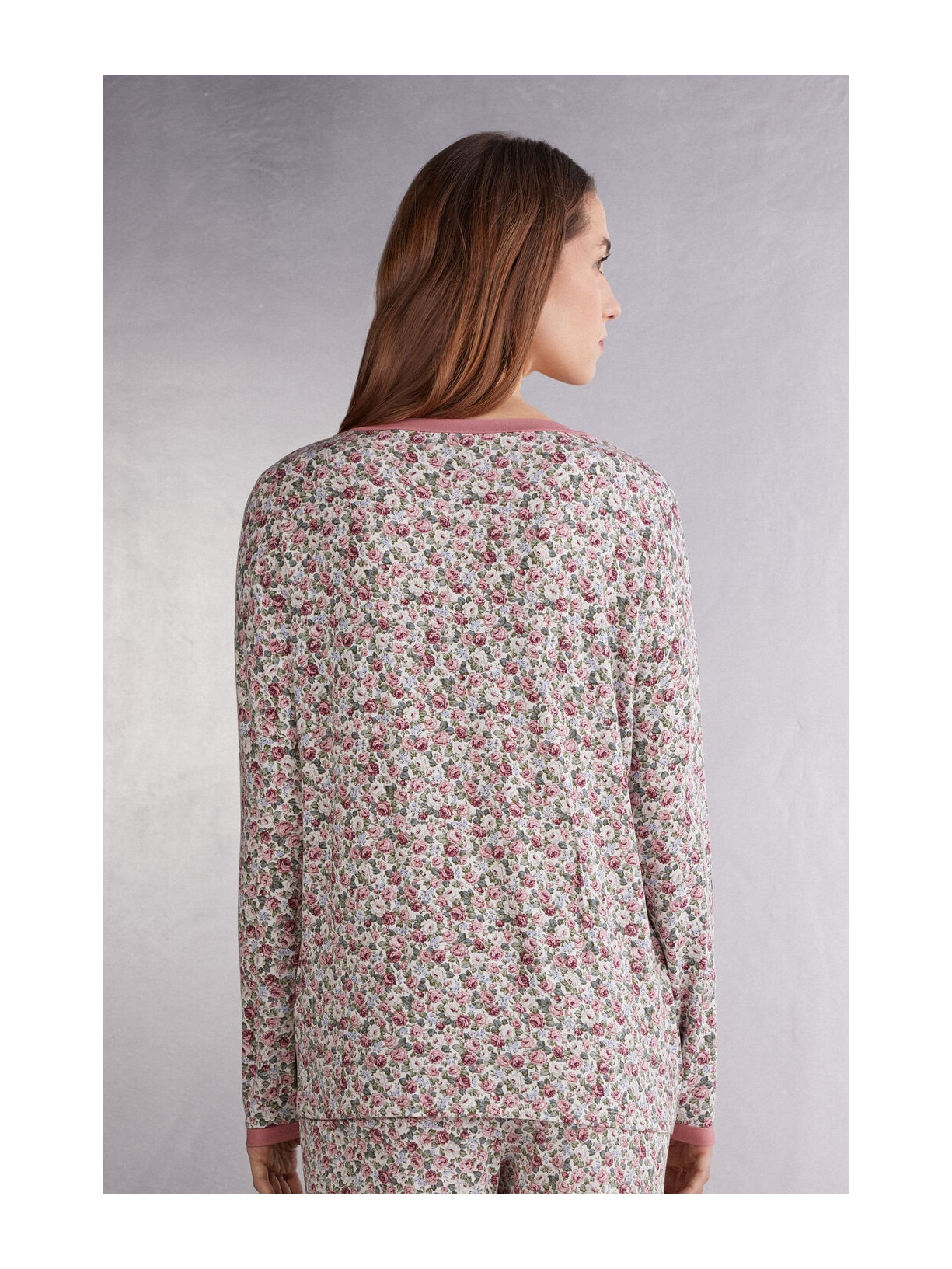 Blusa De Manga Comprida Com Decote Canoa Floral Romance Rosa Intimissimi