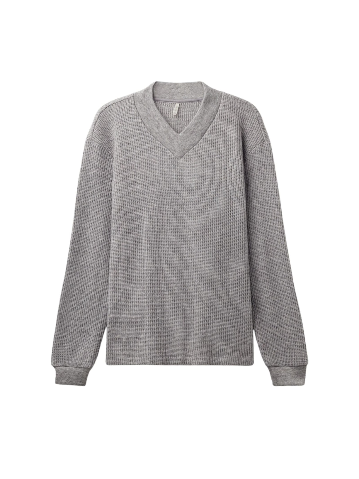 Blusa De Manga Comprida Com Decote Em v Soft Tricot Cinza Intimissimi