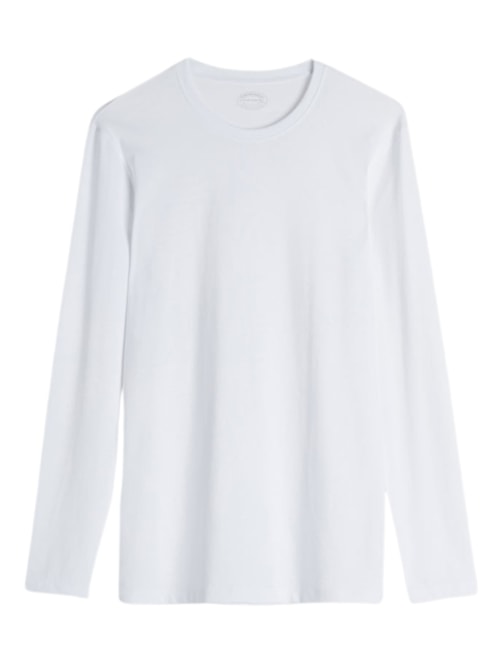 Blusa De Manga Comprida De Algodão Supima Elástico - Branco
