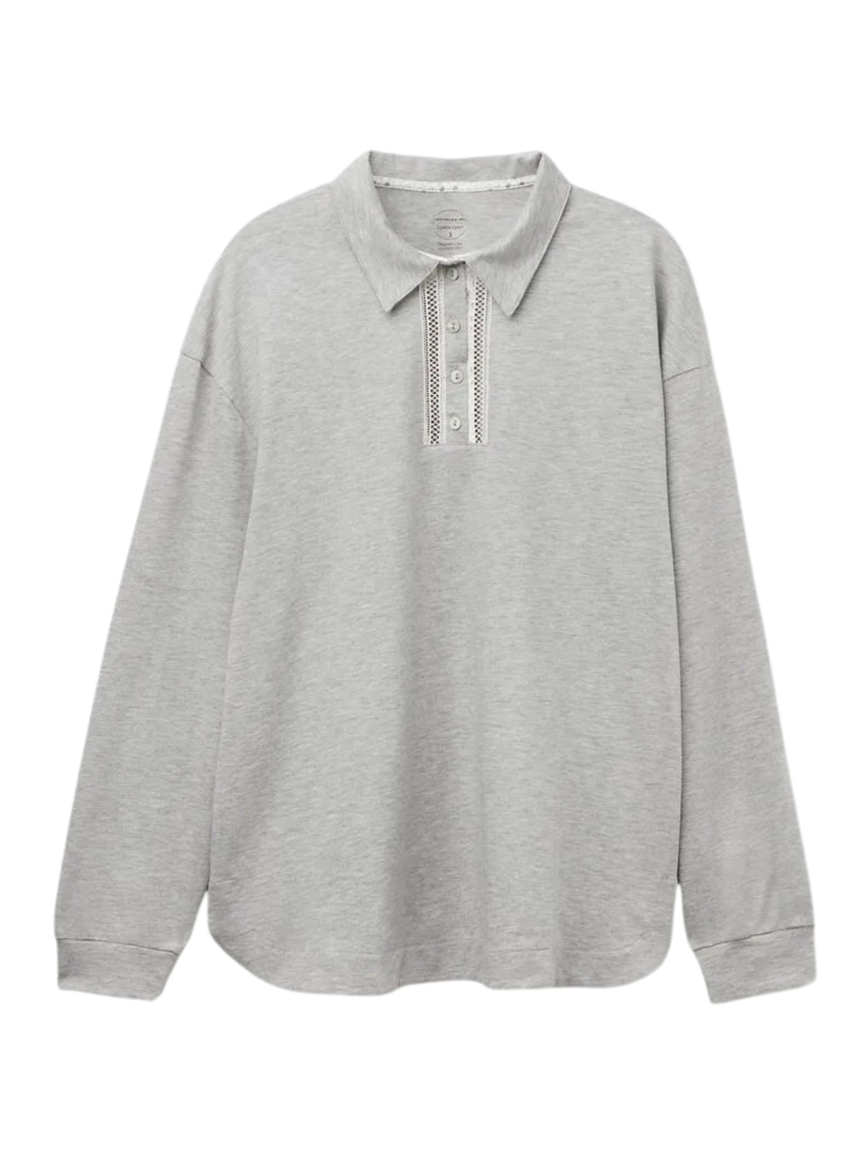 Blusa De Manga Comprida Dusty Flower Algodão Supima - Cinza