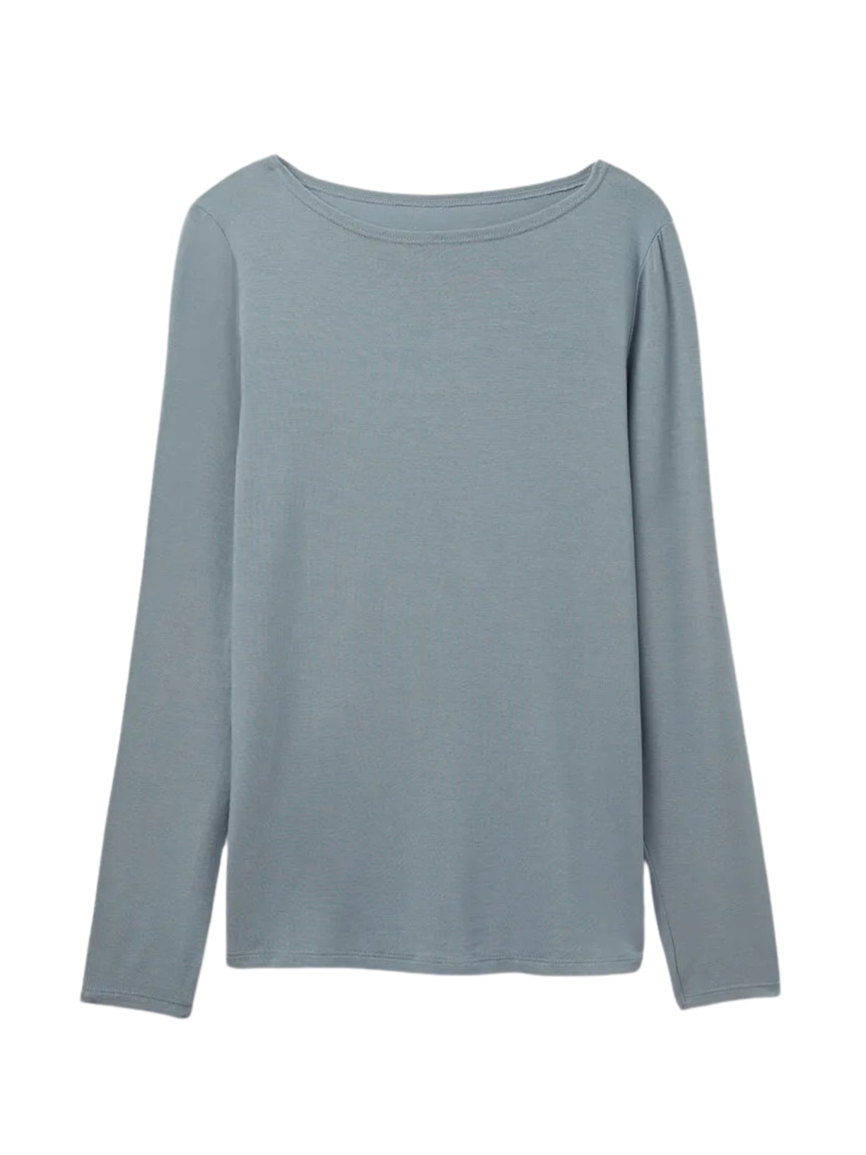 Blusa De Manga Comprida e Decote Em Barco Em Micromodal - Azul