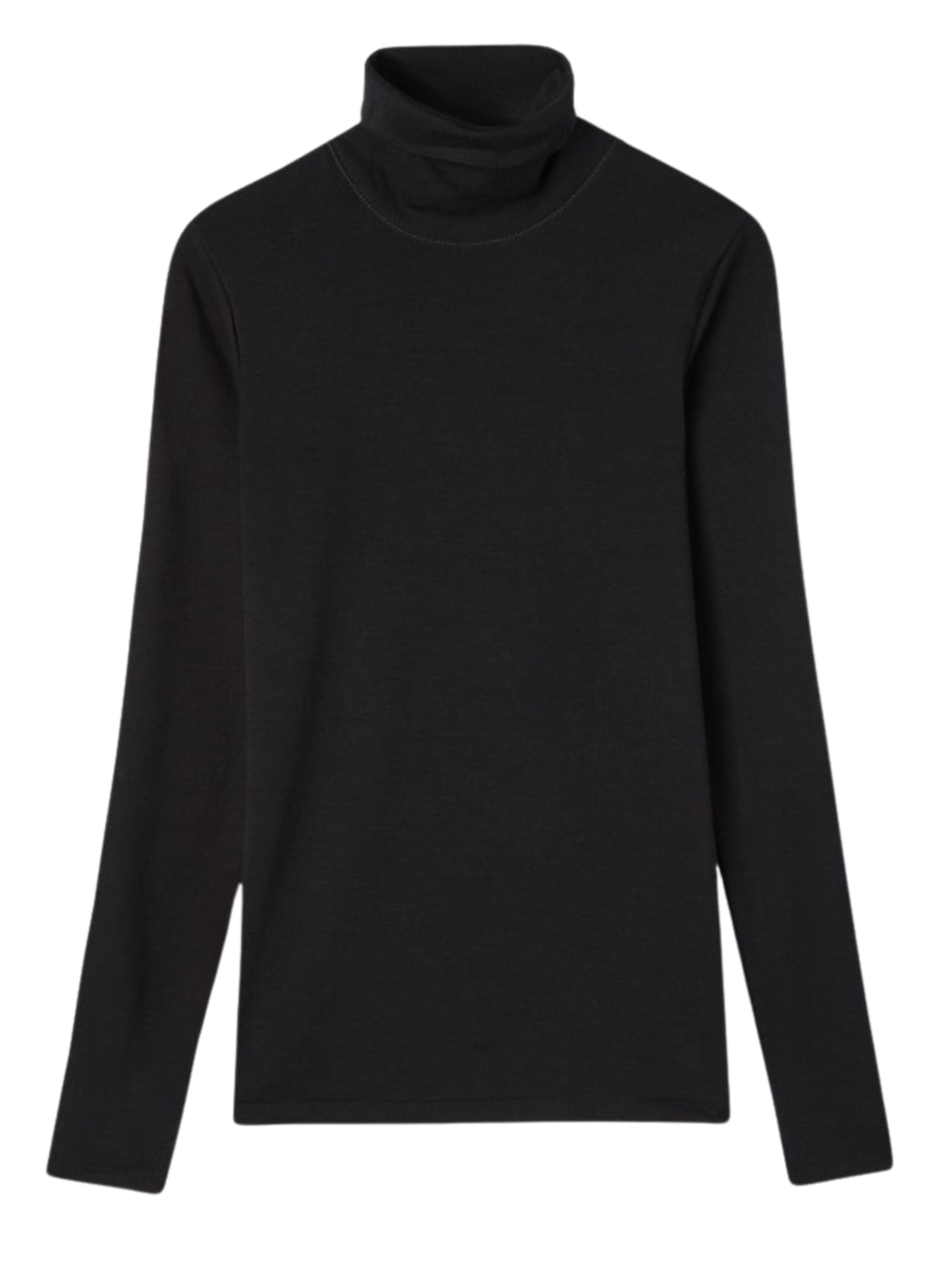 Blusa De Manga Comprida e Gola Alta Wool & Cotton - Preto