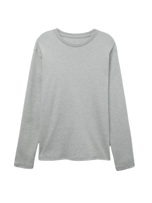 Blusa De Manga Comprida Em Algodão - Cinza