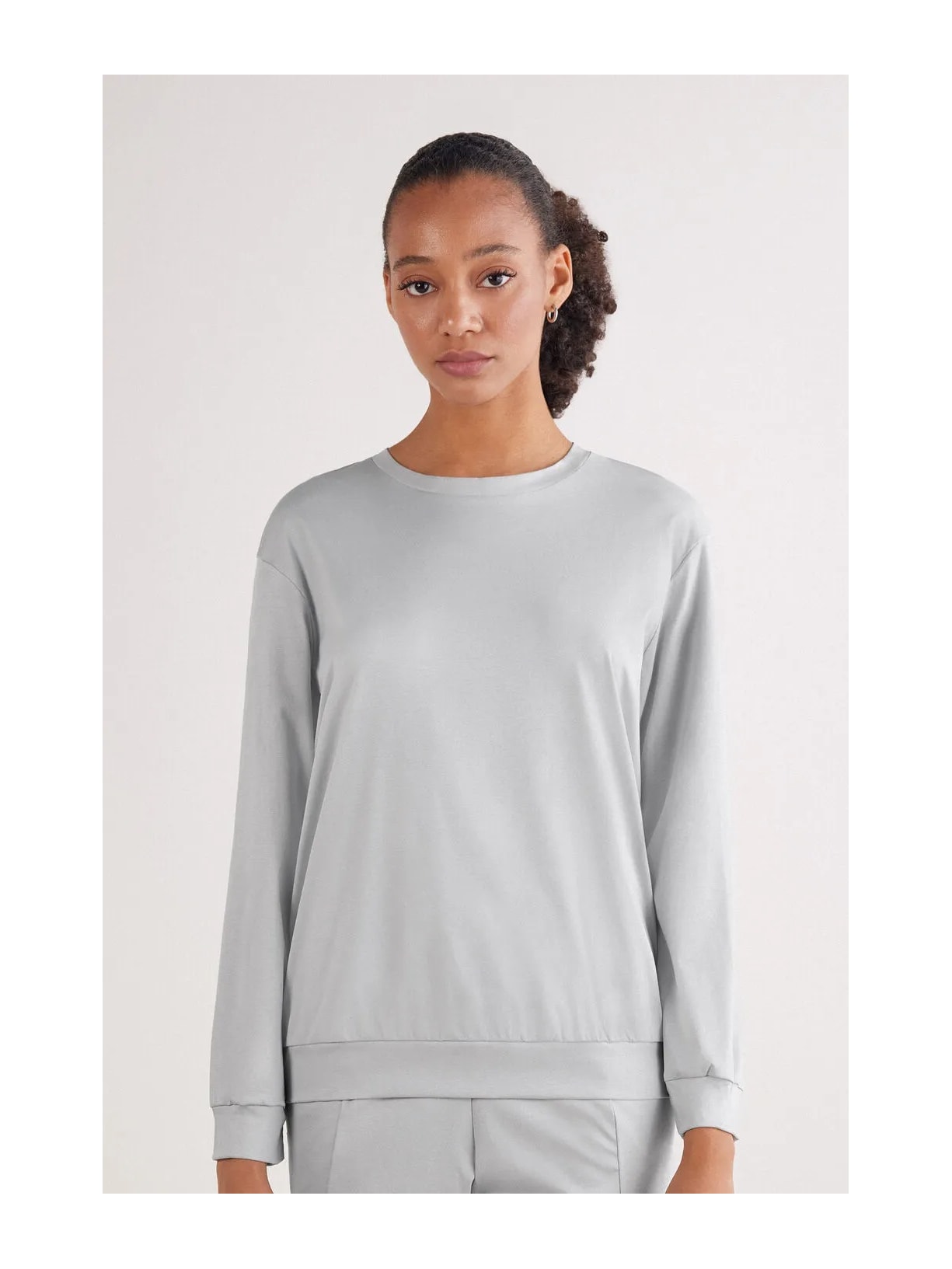 Blusa De Manga Comprida Em Algodão Elevated Cotton Cinza Intimissimi