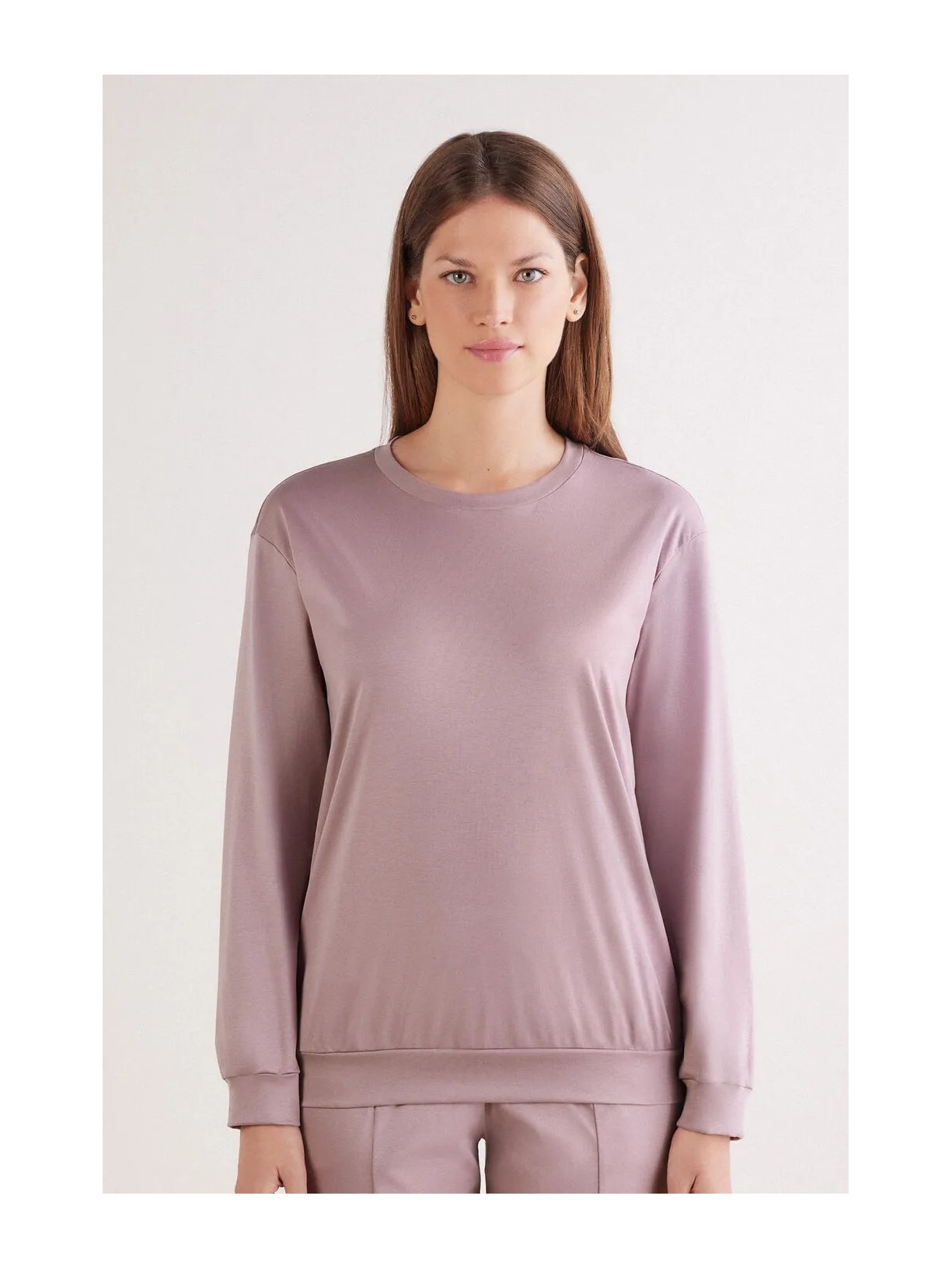 Blusa De Manga Comprida Em Algodão Elevated Cotton Roxo Intimissimi