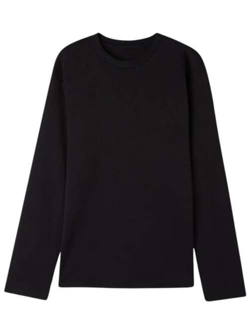 Blusa De Manga Comprida Em Algodão - Preto