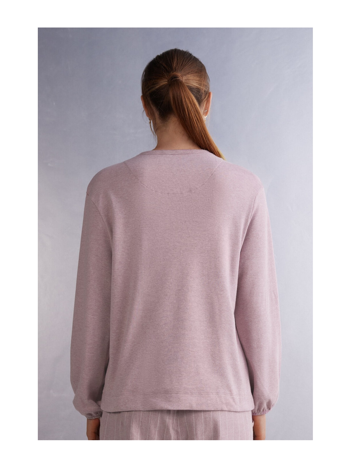 Blusa De Manga Comprida Em Algodão Quente Pinstripes Fantasy Rosa Intimissimi