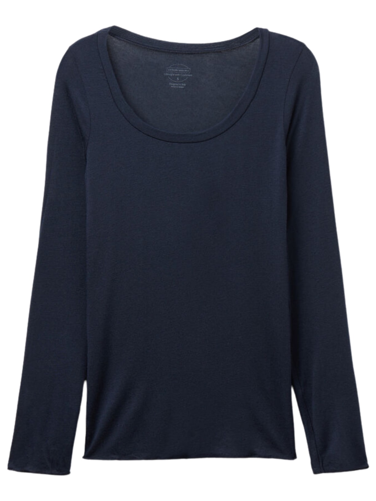 Blusa De Manga Comprida Em Cashmere Ultralight Com Decote Em u - Azul