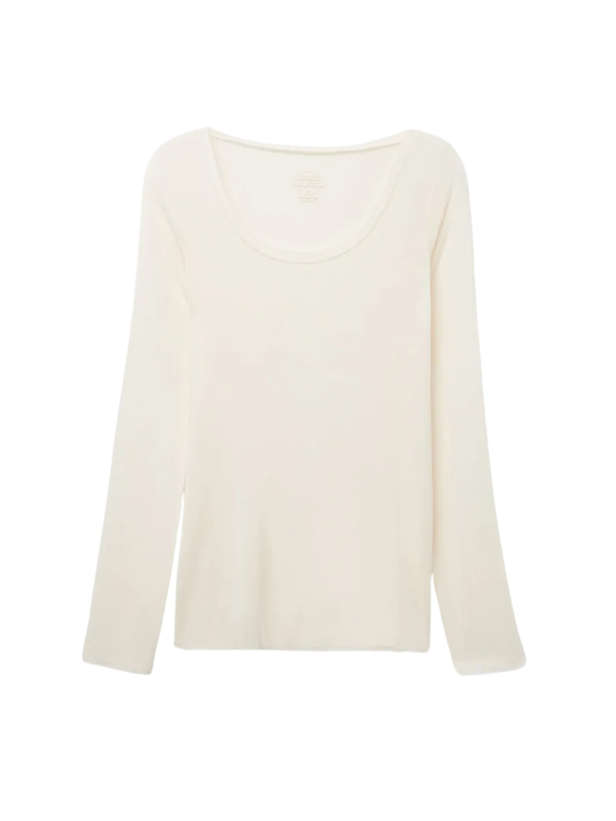 Blusa De Manga Comprida Em Cashmere Ultralight Com Decote Em u - Marfim