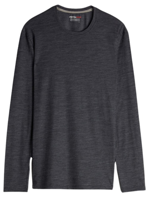 Blusa De Manga Comprida Em Lã Merino Com Decote Redondo - Cinza