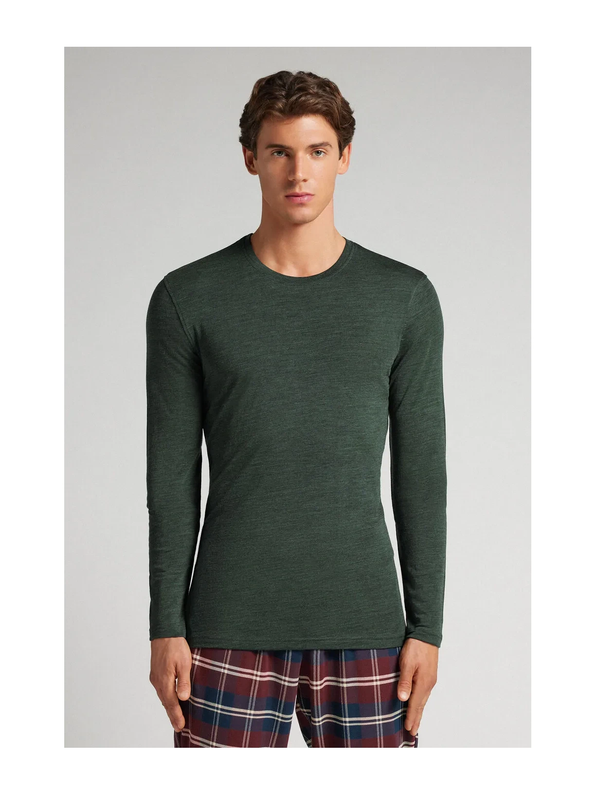 Blusa De Manga Comprida Em Lã Merino Com Decote Redondo Verde Intimissimi