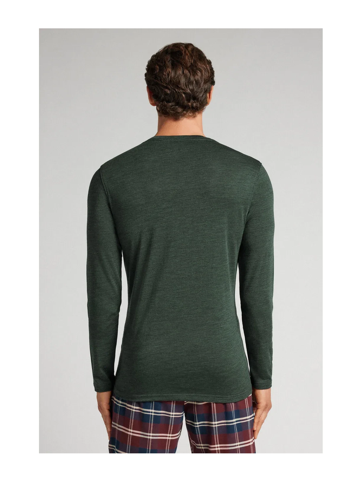 Blusa De Manga Comprida Em Lã Merino Com Decote Redondo Verde Intimissimi