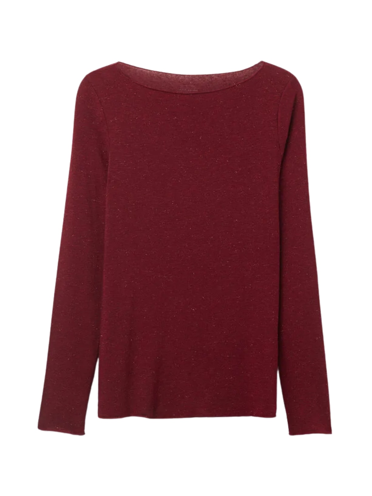 Blusa De Manga Comprida Em Modal Com Cashmere Lamê - Bordô