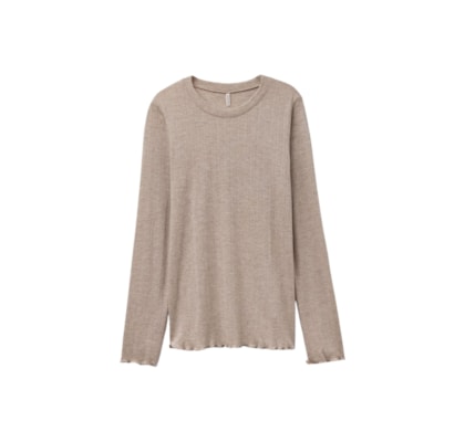 Blusa De Manga Comprida Em Modal Com Cashmere Luxury Softness - Marrom