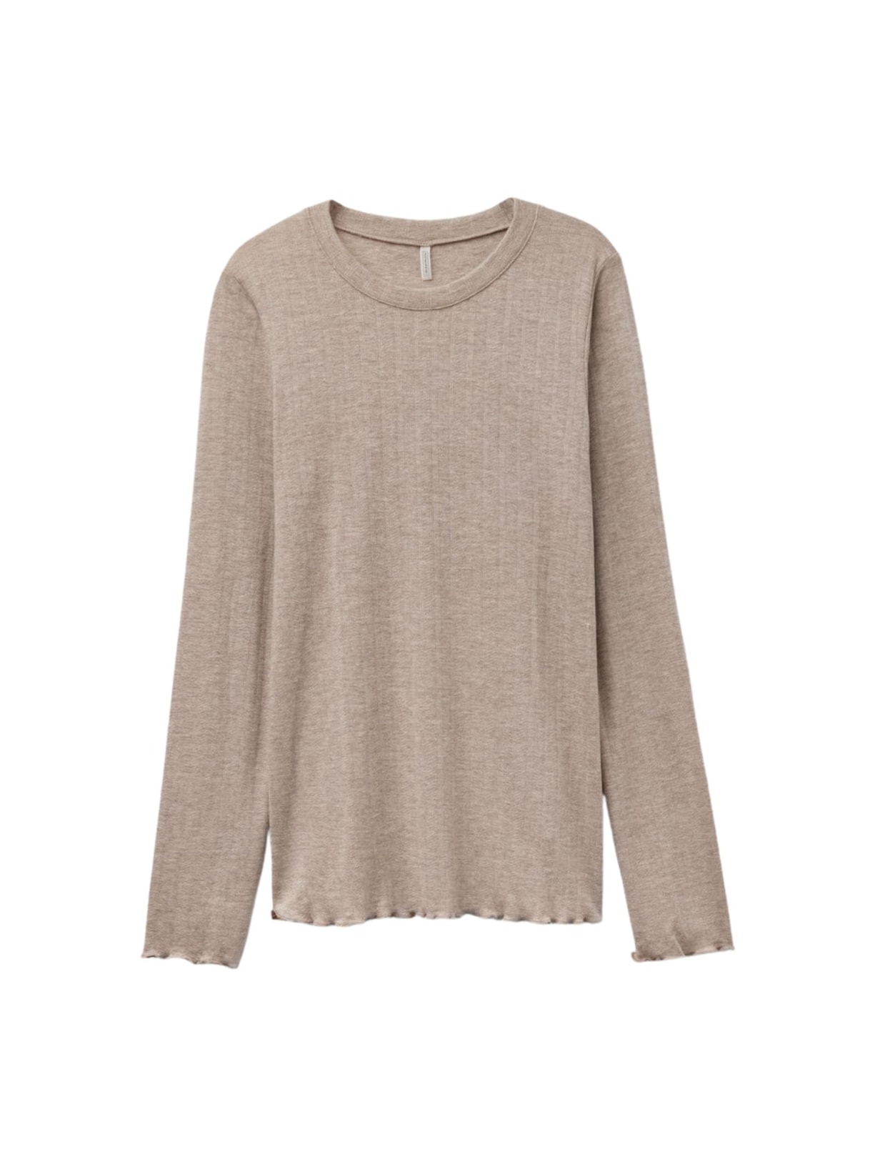 Blusa De Manga Comprida Em Modal Com Cashmere Luxury Softness - Marrom