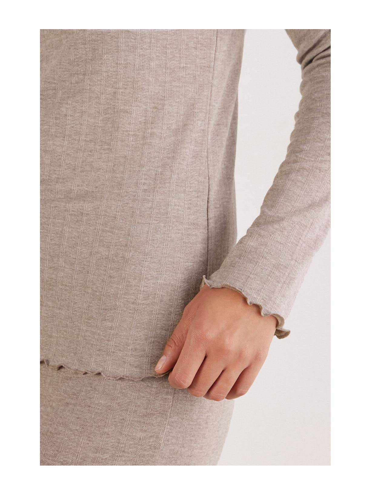 Blusa De Manga Comprida Em Modal Com Cashmere Luxury Softness Marrom Intimissimi