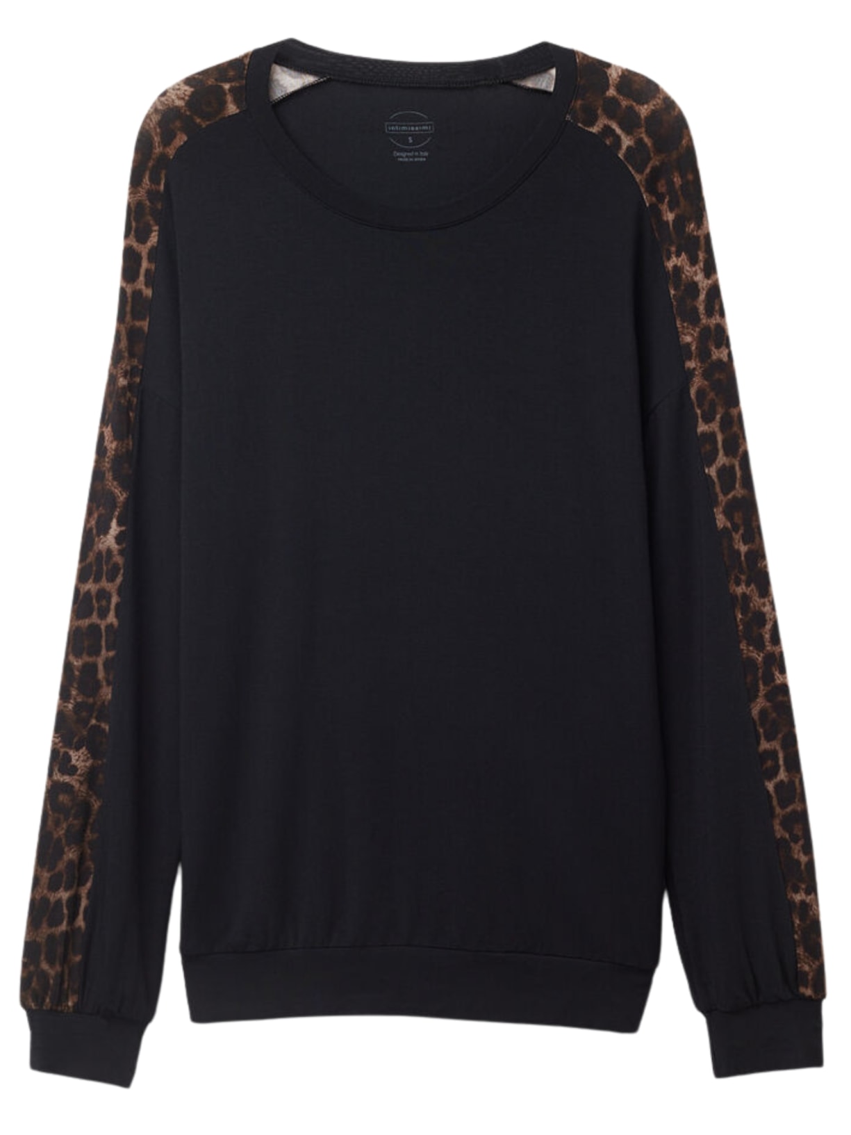 Blusa De Manga Comprida Em Modal Luxurious Leopard - Preto