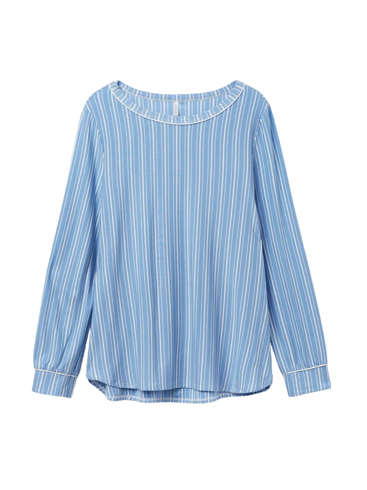 Blusa De Manga Comprida Em Modal Oxford Stripes - Azul