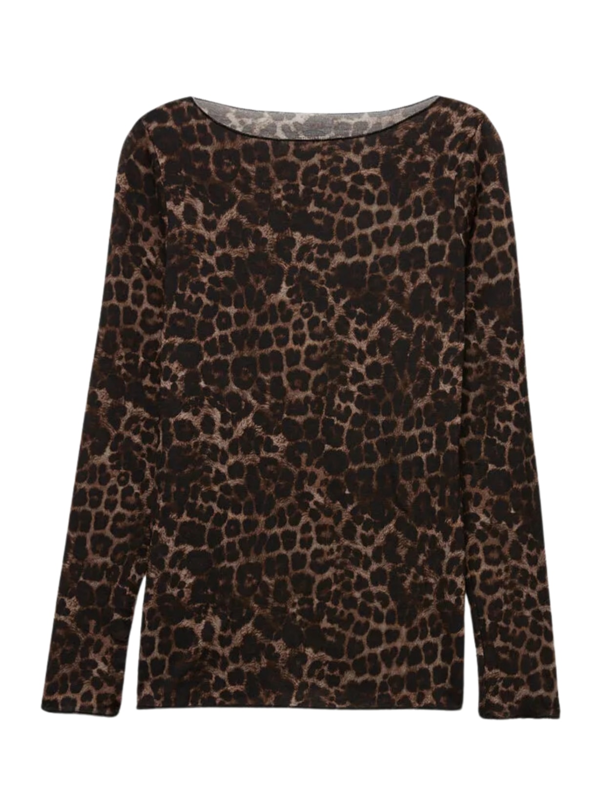 Blusa De Manga Comprida Em Modal Ultralight Com Cashmere Luxurious Leopard Marrom Intimissimi