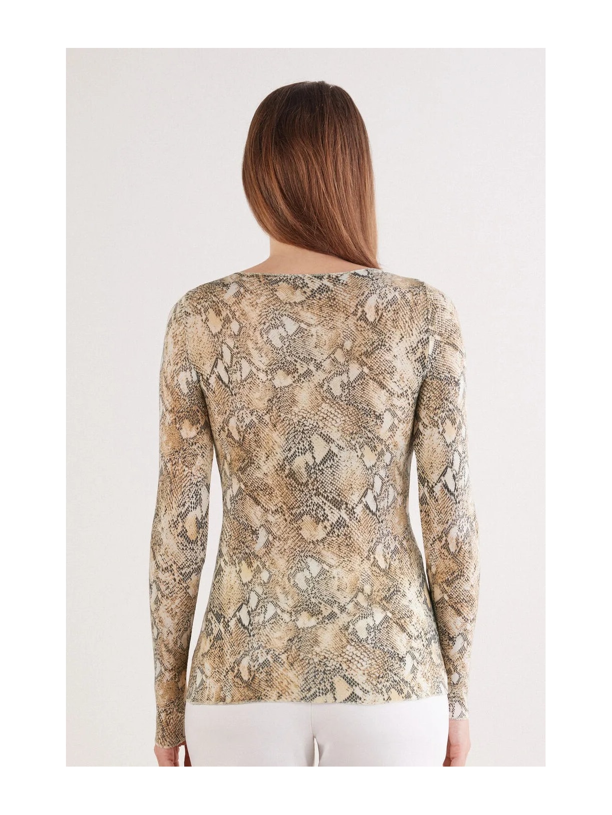 Blusa De Manga Comprida Em Modal Ultralight Com Cashmere Seductive Glamour Marrom Intimissimi