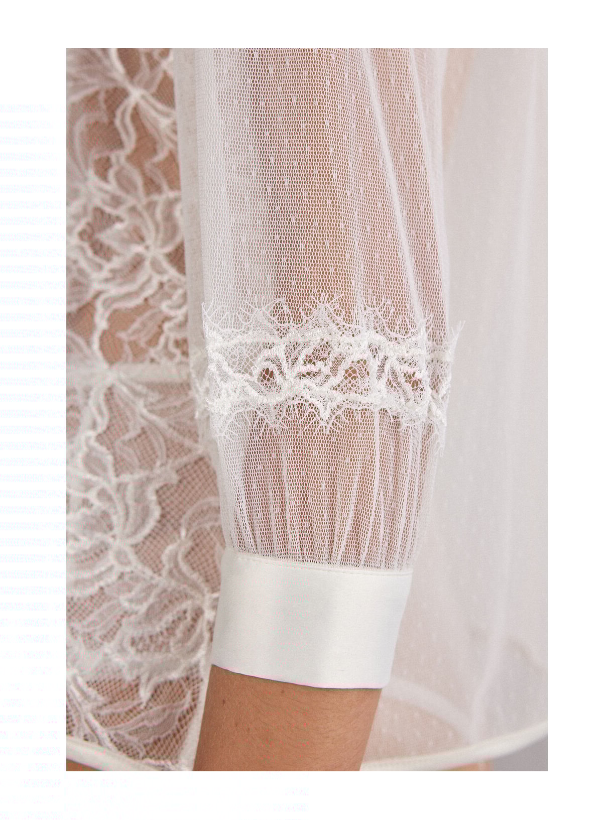 Blusa De Manga Comprida Em Renda e Tule Her Beauty Marfim Intimissimi