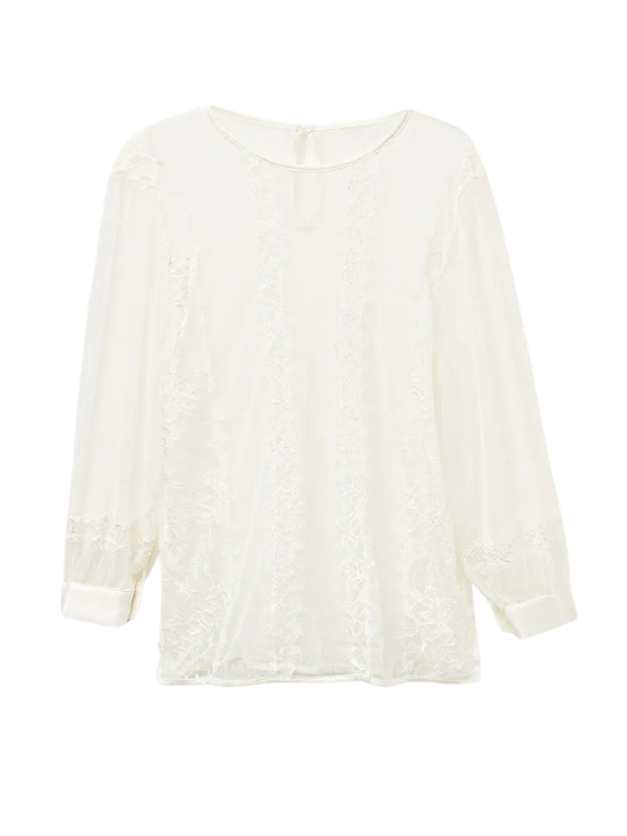 Blusa De Manga Comprida Em Renda e Tule Her Beauty Marfim Intimissimi