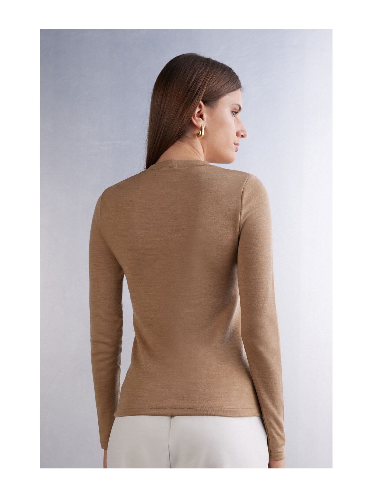 Blusa De Manga Comprida Wool & Cotton Marrom Intimissimi