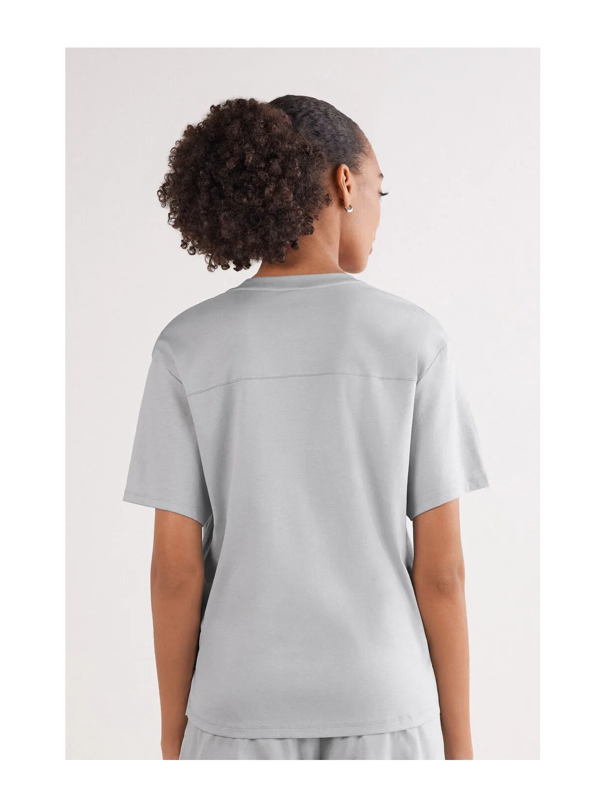 Blusa De Manga Curta Em Algodão Elevated Cotton Cinza Intimissimi
