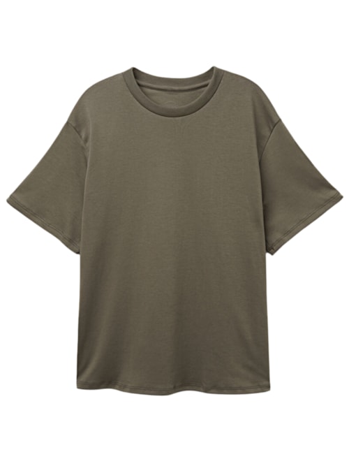 Blusa De Manga Curta Em Algodão - Marrom