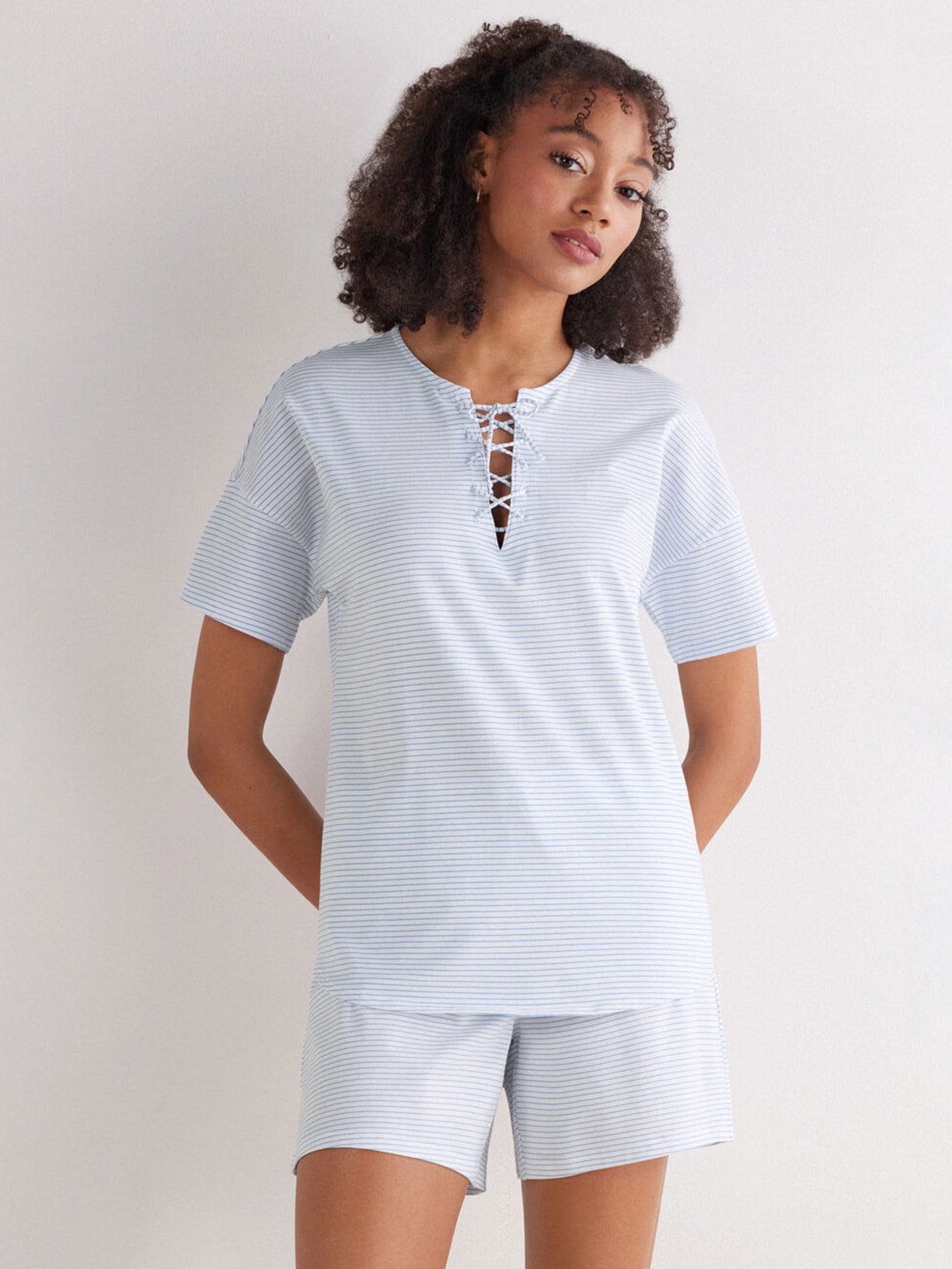 Blusa De Manga Curta Em Algodão Morning Portofino Azul Intimissimi