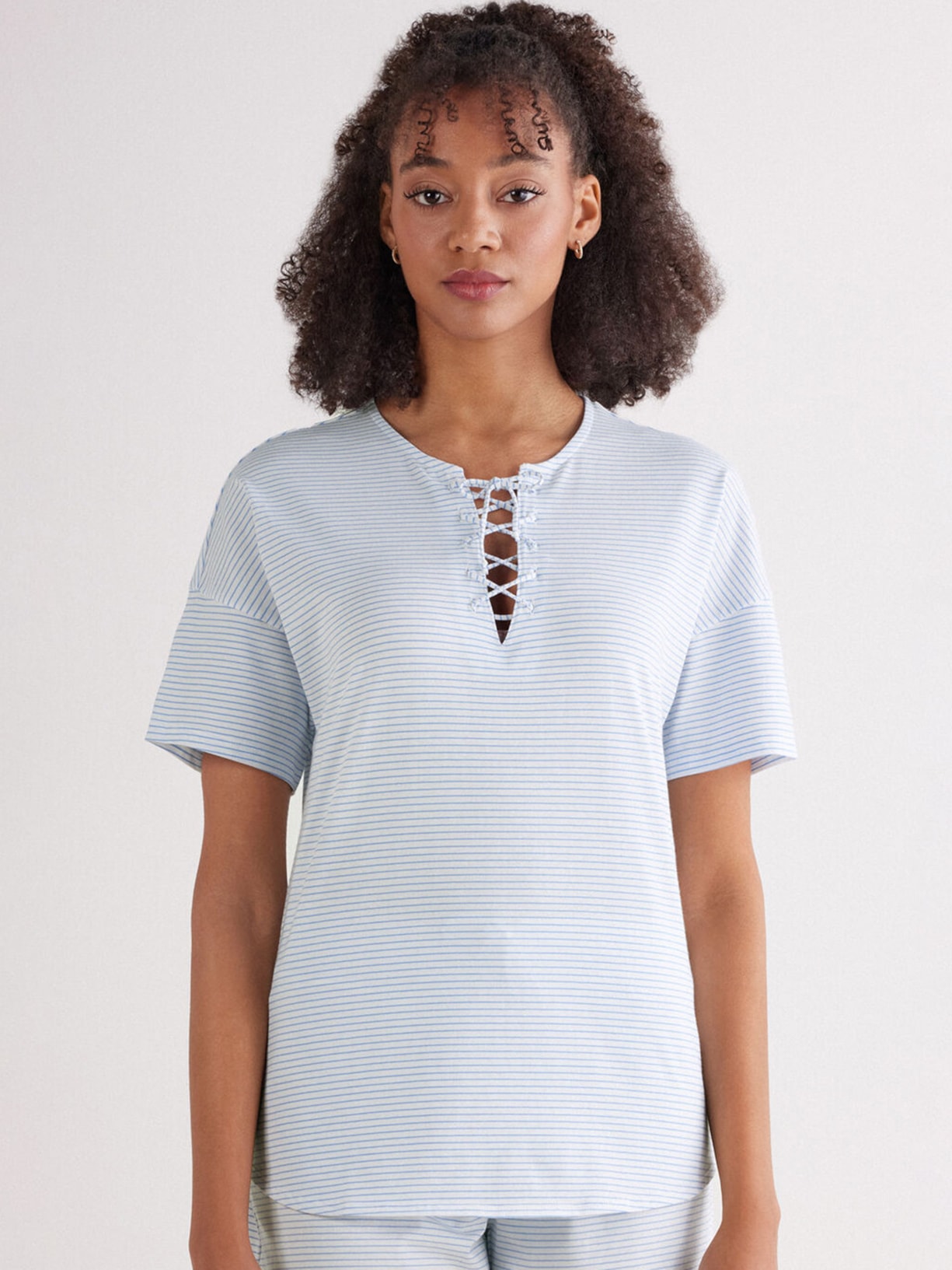 Blusa De Manga Curta Em Algodão Morning Portofino Azul Intimissimi