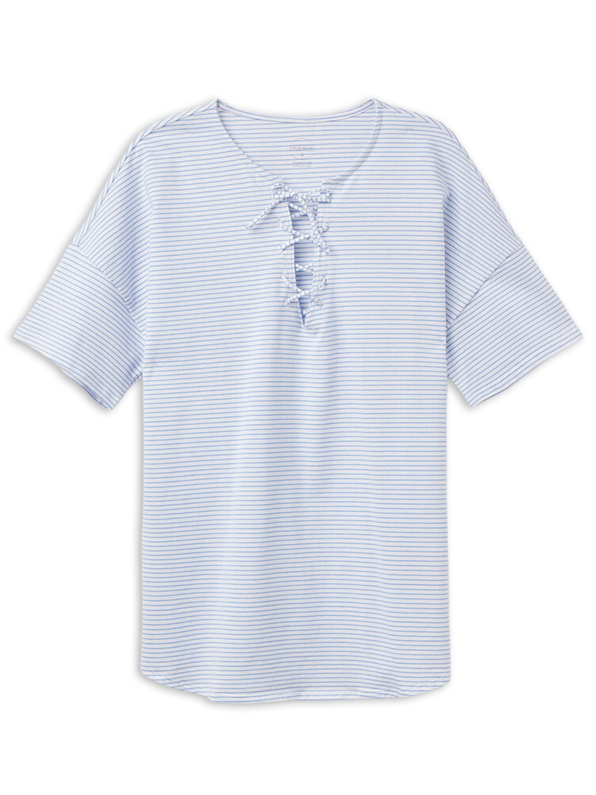 Blusa De Manga Curta Em Algodão Morning Portofino - Azul