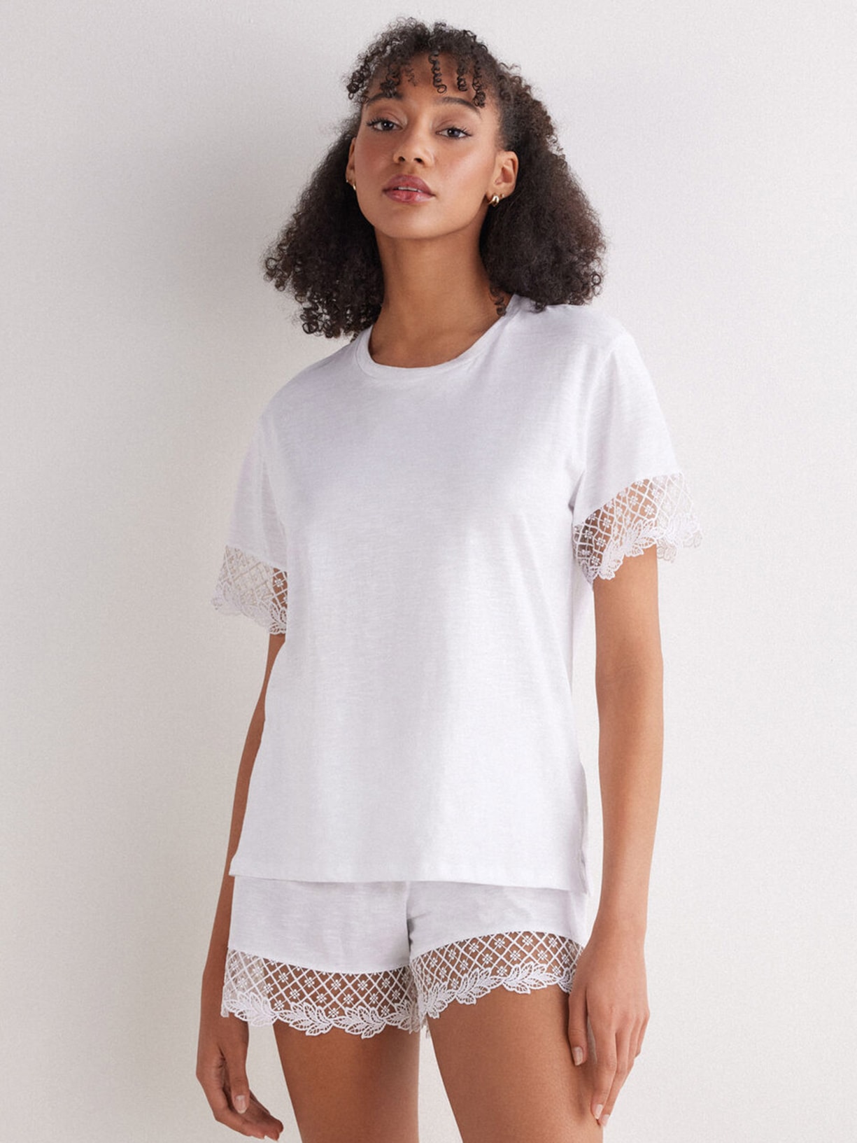 Blusa De Manga Curta Em Algodão Sophisticated Allure Branco Calzedonia