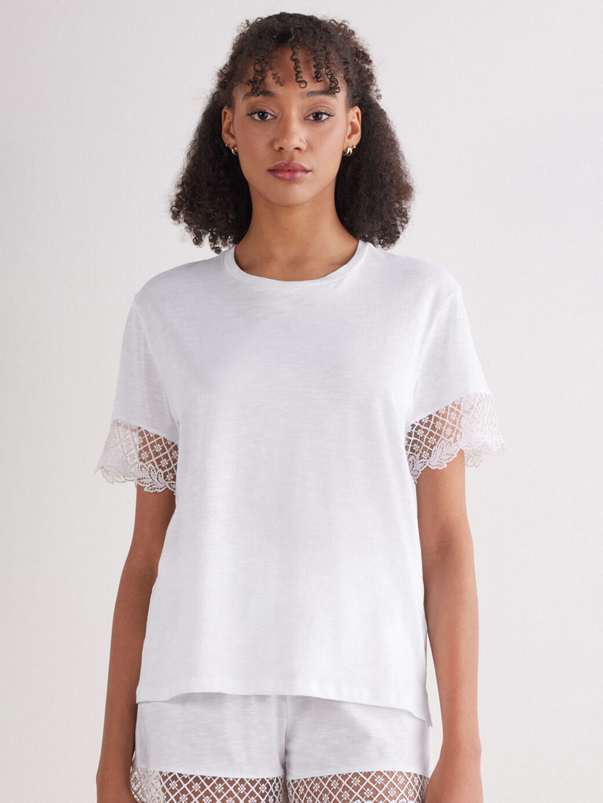 Blusa De Manga Curta Em Algodão Sophisticated Allure Branco Calzedonia